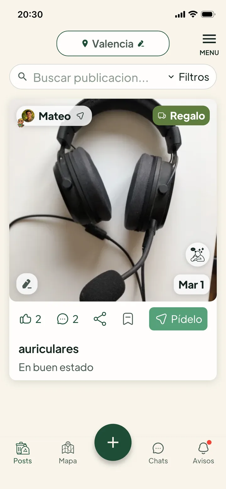 Givore app screen — posts